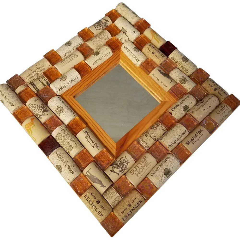 Peach/Orange Cream Glass Cabochons Mirror Decor for your Wall-NWT-Handmade